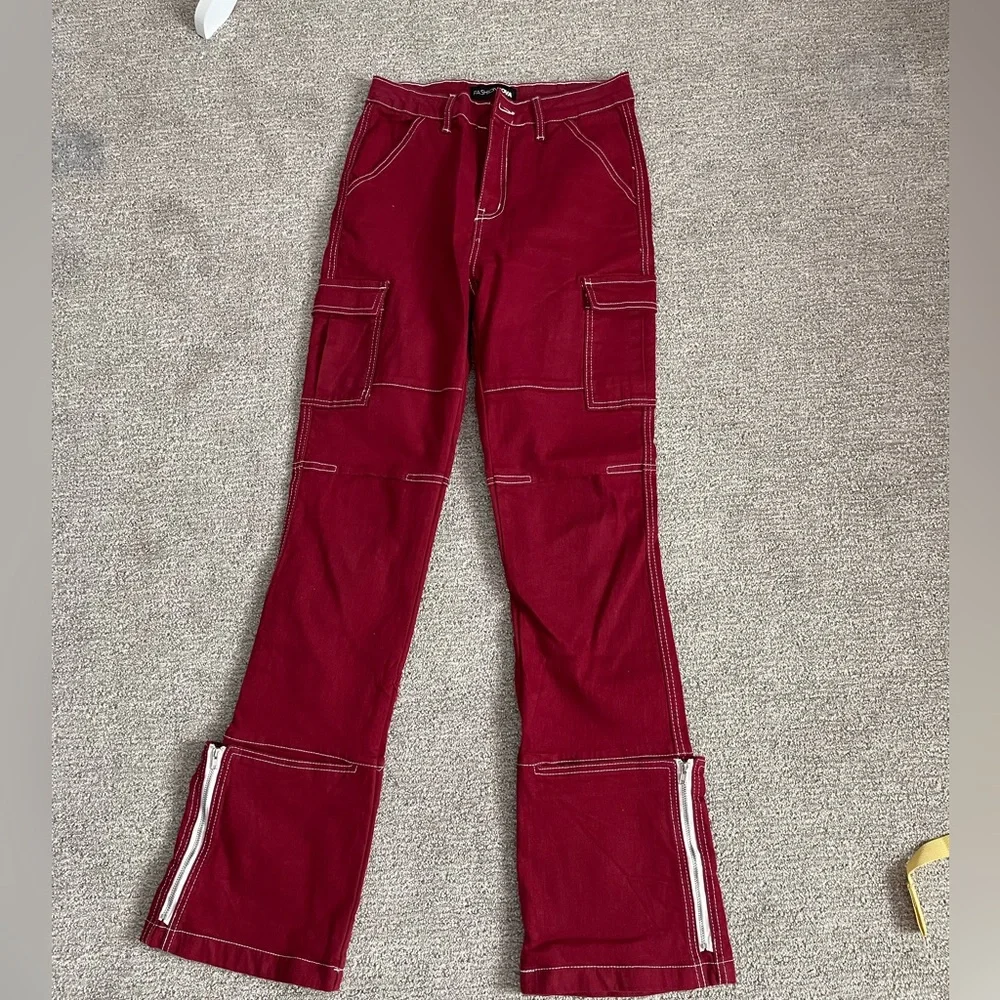 Camden Cargo Utility Jeans - Raspberry - Picture 4 of 7